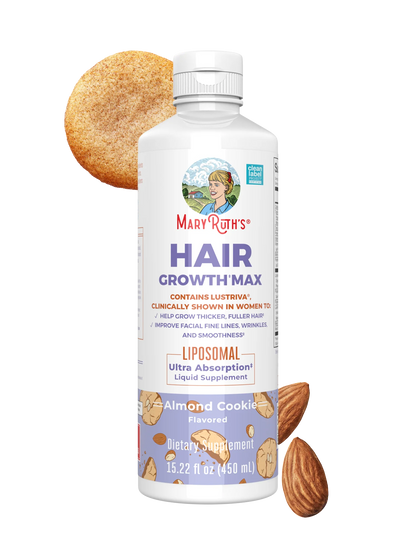 MaryRuth's Hair Growth Max Liposomal for Women | Lustriva® + Biotin 10000mcg + Pumpkin Seed Oil | Thicker Hair | Hair Care | Wrinkles, Fine Lines, Skin Care | Ages 18+ | CLP Certified | 15.22 Fl Oz